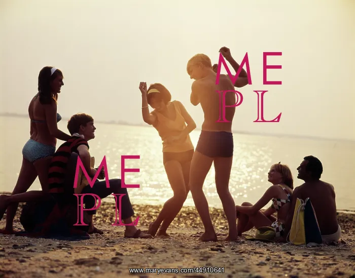 : Group of Young Couples Playing Guitar and Dancing Sunset B : Group of Young Couples Playing Guitar and Dancing Sunset B