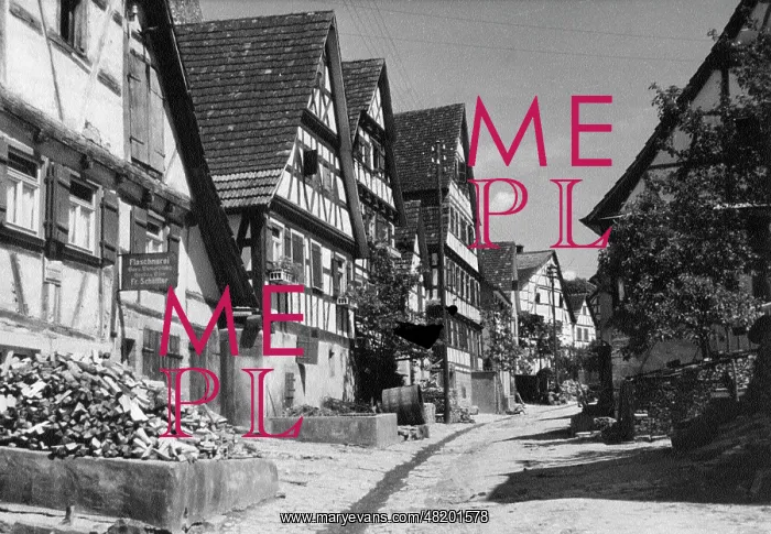 : Grunbach. A village road with half-timbered houses in Grunbach (undated picture) : Grunbach. A village road with half-timbered houses in Grunbach (undated picture)