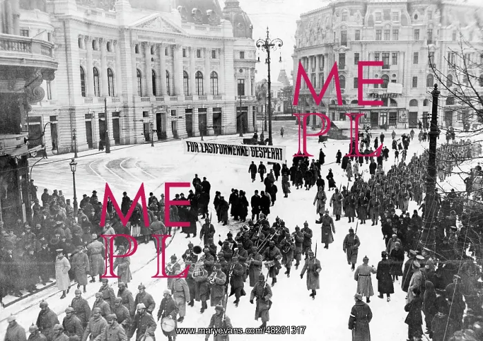 : The guard marches through Bucharest, 1917 : The guard marches through Bucharest, 1917