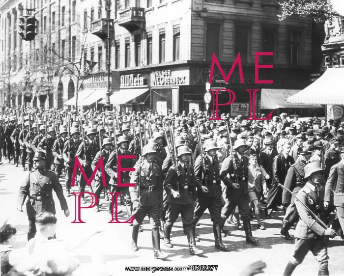 : Guard unit of the German Luftwaffe in the street : Guard unit of the German Luftwaffe in the street