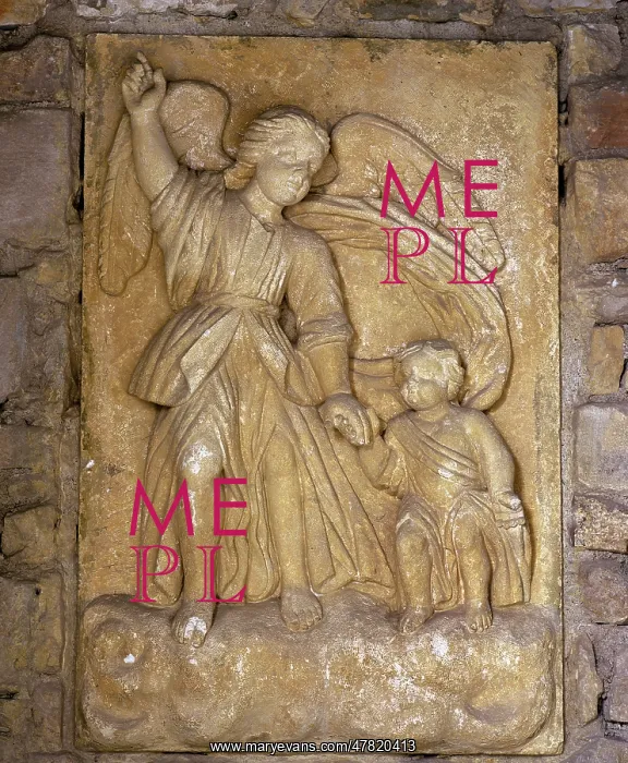 : Guardian Angel with child - Relief : Guardian Angel with child - Relief