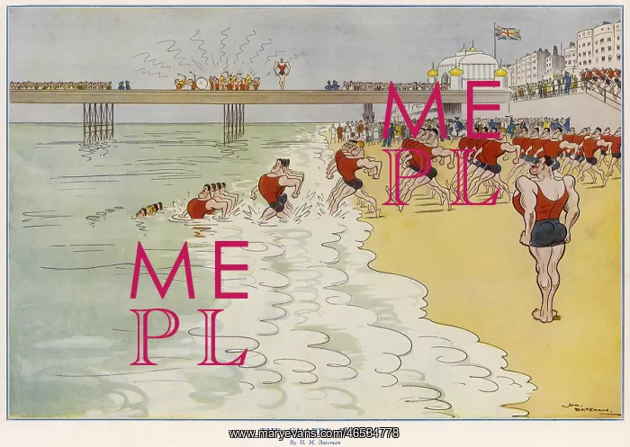 : The Guards Bathe by H. M. Bateman : The Guards Bathe by H. M. Bateman