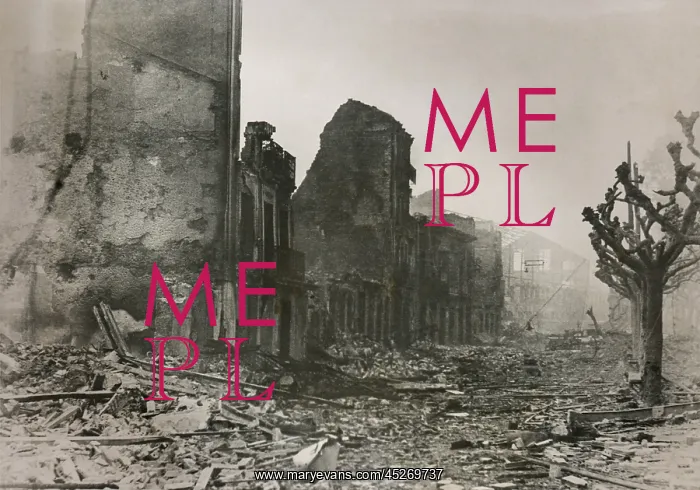 : Guernica, in ruins after a series of bombings : Guernica, in ruins after a series of bombings
