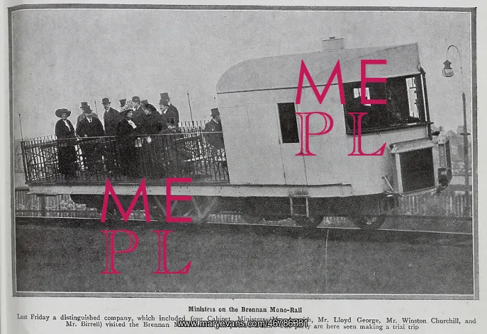 : Guests including Cabinet Ministers, riding Brennan monorail : Guests including Cabinet Ministers, riding Brennan monorail
