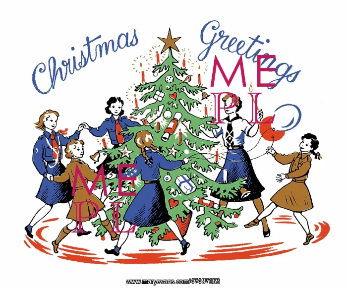 : Guides and Brownies round Christmas tree : Guides and Brownies round Christmas tree