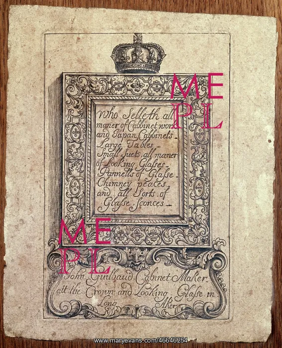 : Guilbaud Writing Cabinet, Trade Label : Guilbaud Writing Cabinet, Trade Label