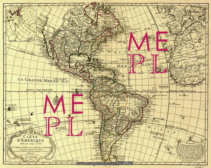 : Guillaume Delisle, The Americas Map, 1780 : Guillaume Delisle, The Americas Map, 1780