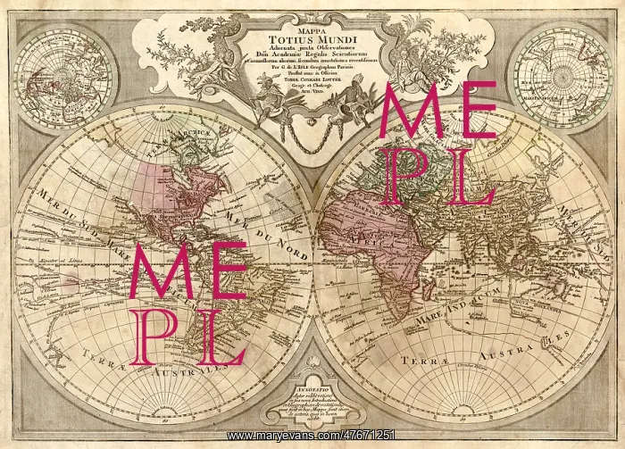 : Guillaume Delisle, World Map, 1775 : Guillaume Delisle, World Map, 1775