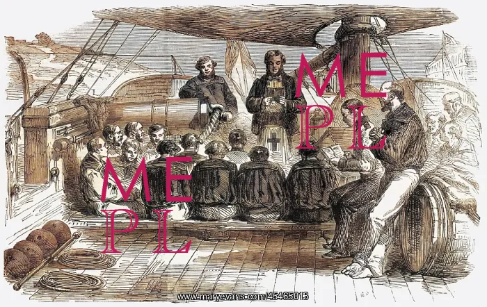 : Gun boat crew at prayers : Gun boat crew at prayers