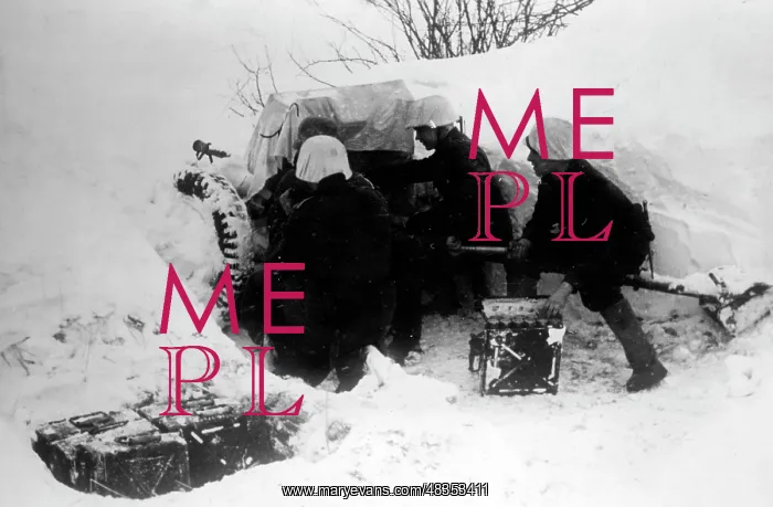 : Gun position in the snow on the eastern front, 1942 : Gun position in the snow on the eastern front, 1942