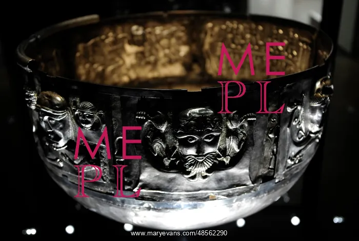 : The Gundestrup cauldron. Silver vessel. 200 BC and 300 AD. E : The Gundestrup cauldron. Silver vessel. 200 BC and 300 AD. E