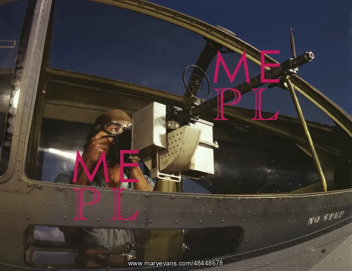 : Gunner tries out a.30 caliber machine gun : Gunner tries out a.30 caliber machine gun