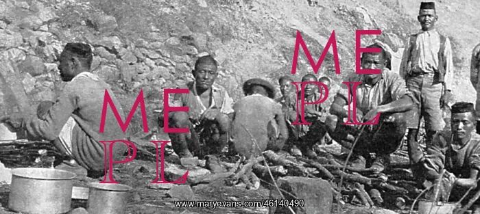 : Gurkhas cooking a camp meal 1914 : Gurkhas cooking a camp meal 1914