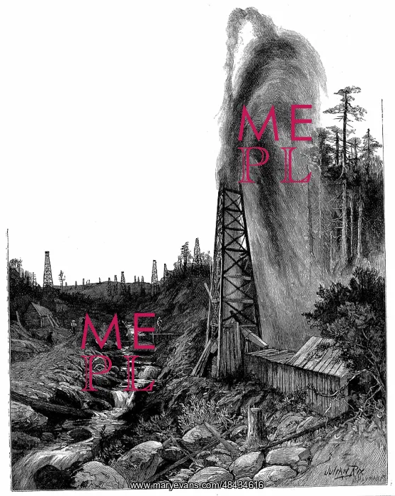 : A gusher in the Pennsylvanian oilfields. Wood : A gusher in the Pennsylvanian oilfields. Wood