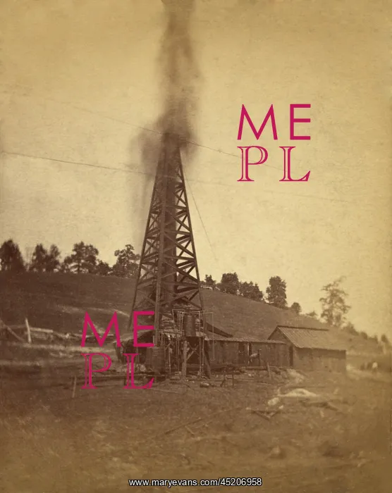 : Gusher spewing oil from top of a derrick ? : Gusher spewing oil from top of a derrick ?