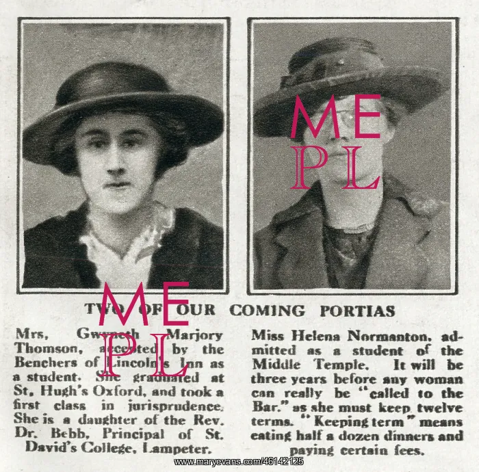 : Gwyneth Thomson and Helena Normanton : Gwyneth Thomson and Helena Normanton