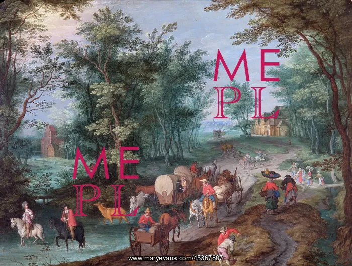 : Gysels - Landscape with Figures Crossing a Brook : Gysels - Landscape with Figures Crossing a Brook