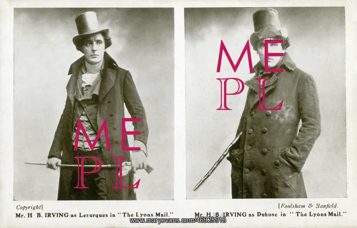 : H B Irving as two characters in The Lyons Mail, Manchester : H B Irving as two characters in The Lyons Mail, Manchester