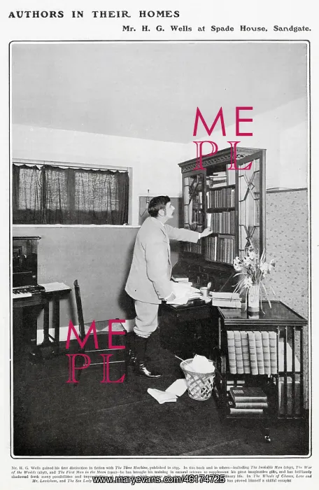 : H. G. Wells in his study at Spade House, Sandgate : H. G. Wells in his study at Spade House, Sandgate