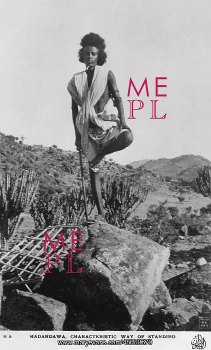 : Hadendoa Man - Standing on one leg : Hadendoa Man - Standing on one leg