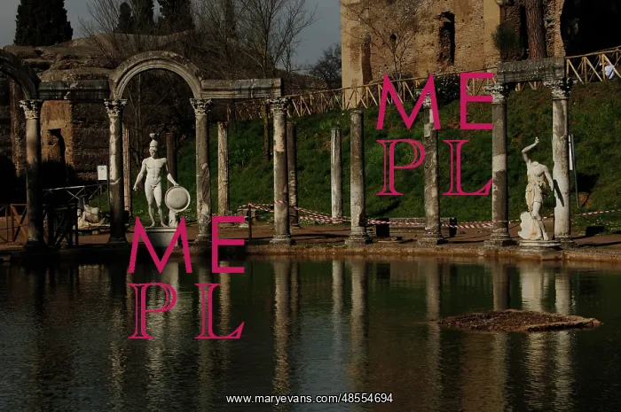 : Hadrian's Villa. The Canopus with the statue of God Mars. 2n : Hadrian's Villa. The Canopus with the statue of God Mars. 2n