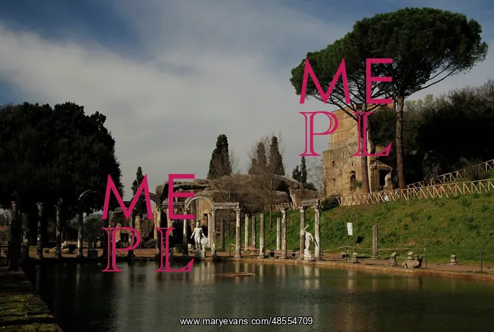 : Hadrian's Villa. The Canopus with the statue of God Mars. 2n : Hadrian's Villa. The Canopus with the statue of God Mars. 2n