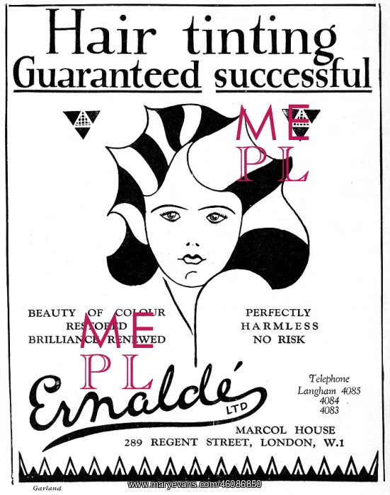 : Hair tinting advertisement, 1930 : Hair tinting advertisement, 1930