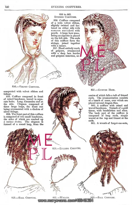 : HAIRSTYLES / EVENING 1868 : HAIRSTYLES / EVENING 1868