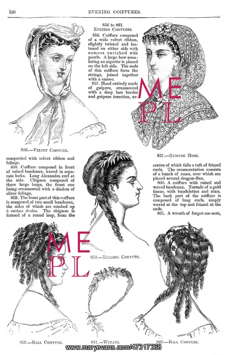 : HAIRSTYLES / EVENING 1868 : HAIRSTYLES / EVENING 1868