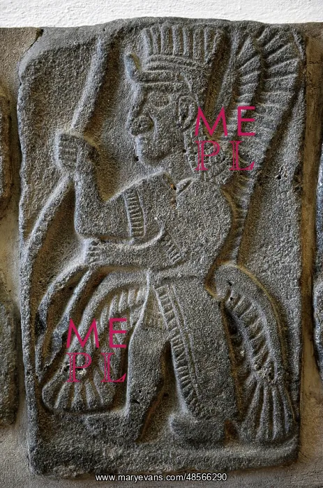 : Halaf culture. (ca 6000-5300 BC). Syria. Orthostat. Winged g : Halaf culture. (ca 6000-5300 BC). Syria. Orthostat. Winged g