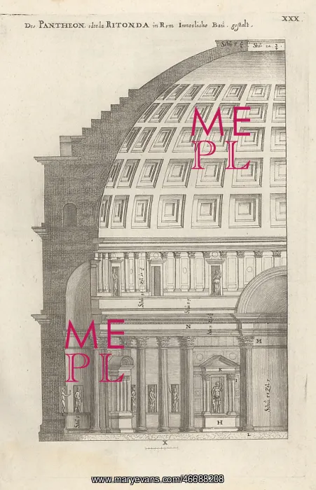 : Half cross-section of the interior of the Pantheon, Rome : Half cross-section of the interior of the Pantheon, Rome