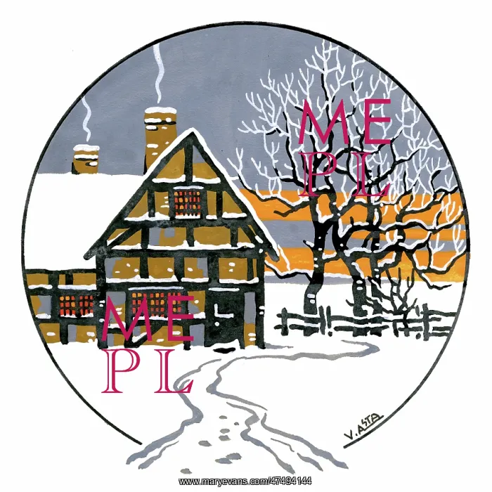 : Half-timbered house and trees in the snow : Half-timbered house and trees in the snow
