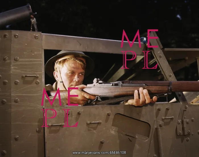 : Half-track infantryman with Garand rifle : Half-track infantryman with Garand rifle