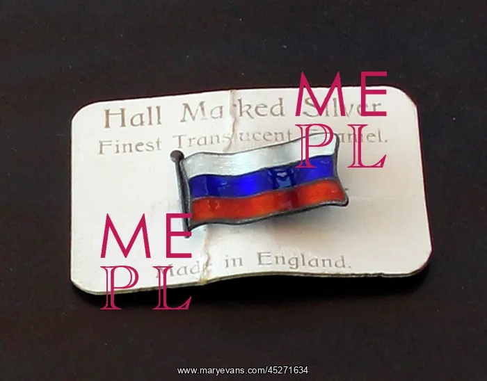 : Hallmarked silver brooch - flag of Russia : Hallmarked silver brooch - flag of Russia