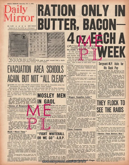 : Ham, Bacon and Butter are rationed : Ham, Bacon and Butter are rationed