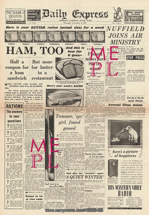 : Ham, Bacon and Butter are rationed : Ham, Bacon and Butter are rationed