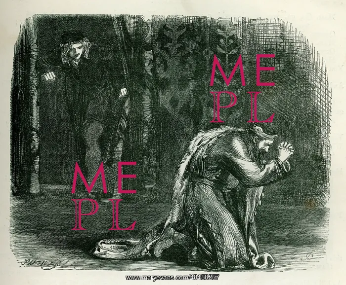 : Hamlet - he watches Claudius praying for forgiveness : Hamlet - he watches Claudius praying for forgiveness