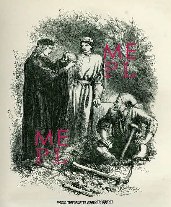: Hamlet - with Yorick's skull, Horatio and gravedigger : Hamlet - with Yorick's skull, Horatio and gravedigger