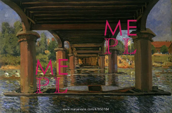 : Under Hampton Court Bridge, by Alfred Sisley : Under Hampton Court Bridge, by Alfred Sisley
