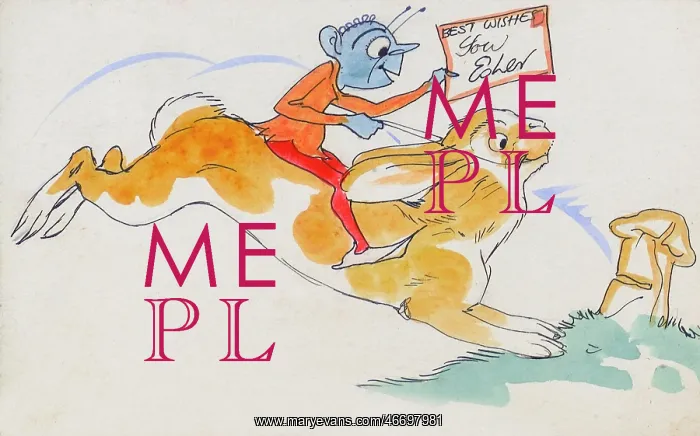 : Hand-drawn Greetings Card - Goblin riding a hare : Hand-drawn Greetings Card - Goblin riding a hare