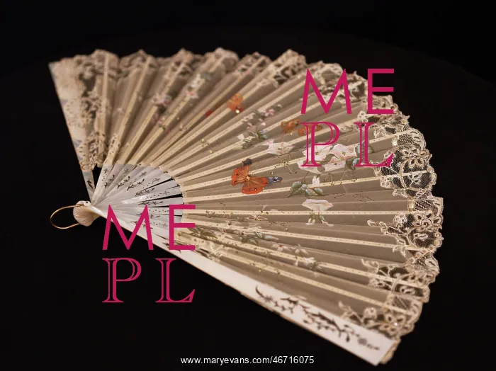 : Hand-painted fan, c1870-90 : Hand-painted fan, c1870-90