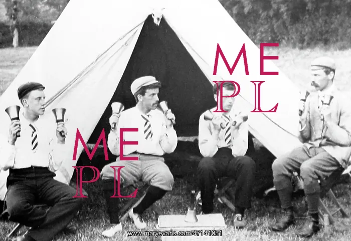  : Handbell ringers camping, early 1900s
