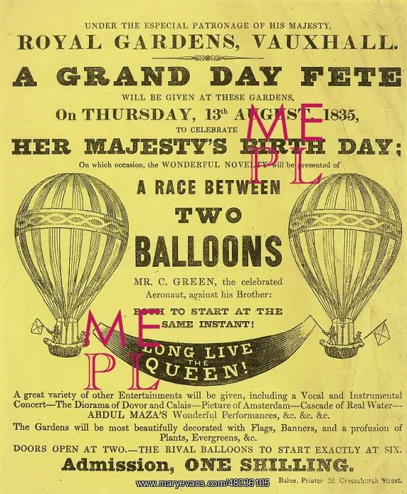 : Handbill for balloon race, Green brothers : Handbill for balloon race, Green brothers