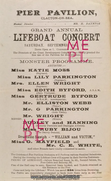 : Handbill for concert at Clacton pier : Handbill for concert at Clacton pier