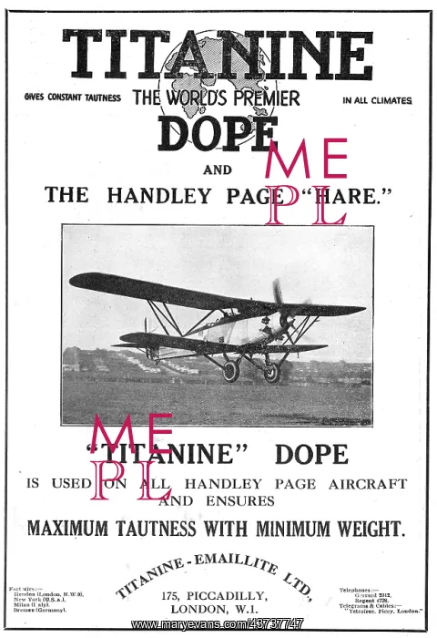 : The Handley Page Hare Is Doped With Titanine : The Handley Page Hare Is Doped With Titanine