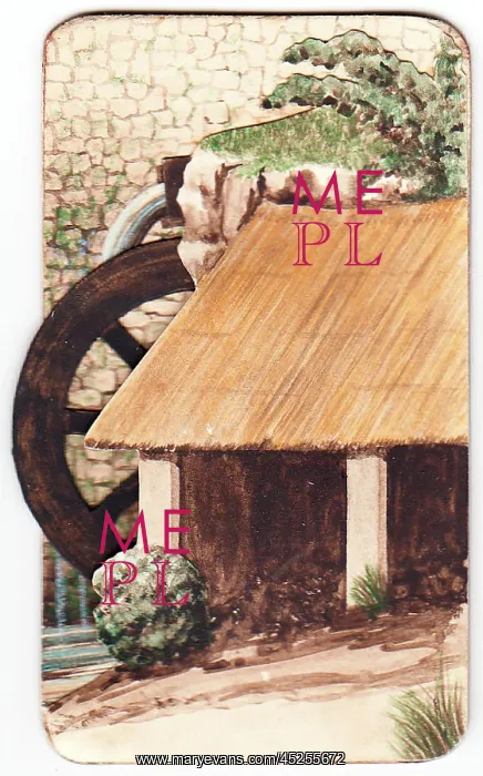 : Handmade Christmas card with mill wheel : Handmade Christmas card with mill wheel