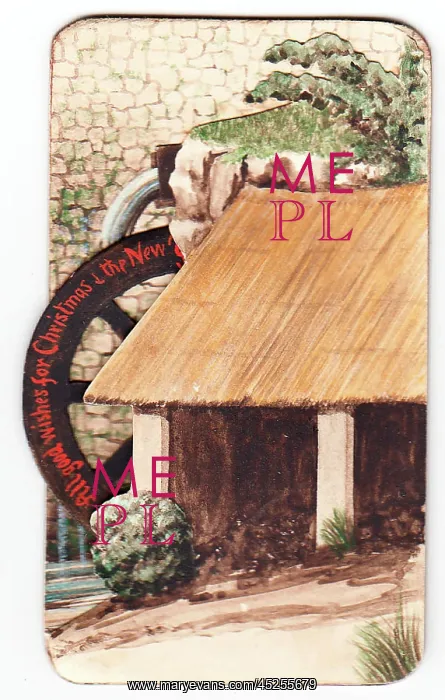 : Handmade Christmas card with mill wheel : Handmade Christmas card with mill wheel