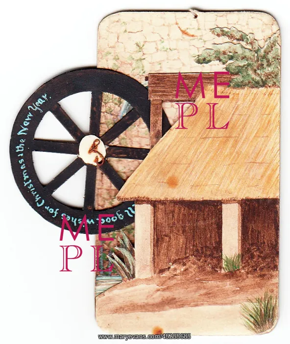 : Handmade Christmas card with mill wheel : Handmade Christmas card with mill wheel