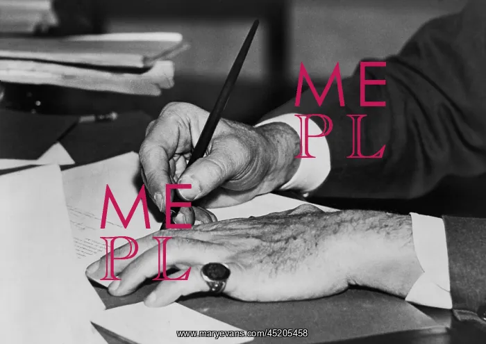 : Hands of Franklin D. Roosevelt signing a ? : Hands of Franklin D. Roosevelt signing a ?