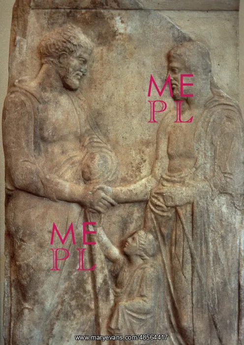 : Handshake. Grave stele. Pentelic marble. Found in the Piraeu : Handshake. Grave stele. Pentelic marble. Found in the Piraeu